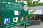 PIcture of the sign for the Offa's Dyke national Centre, click the image to find out more information including nearby accommodation and attractions to the offas dyke walk and centre