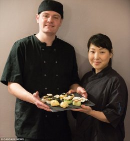 To celebrate Conwy being such a big hit with the Japanese, a restaurant developed a dish to suit Japanese visitors, called 'wushi', created by chefs Robert and Hisae Driver