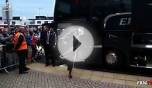 Wales arrive at the Cardiff City Stadium ahead of Cyprus clash